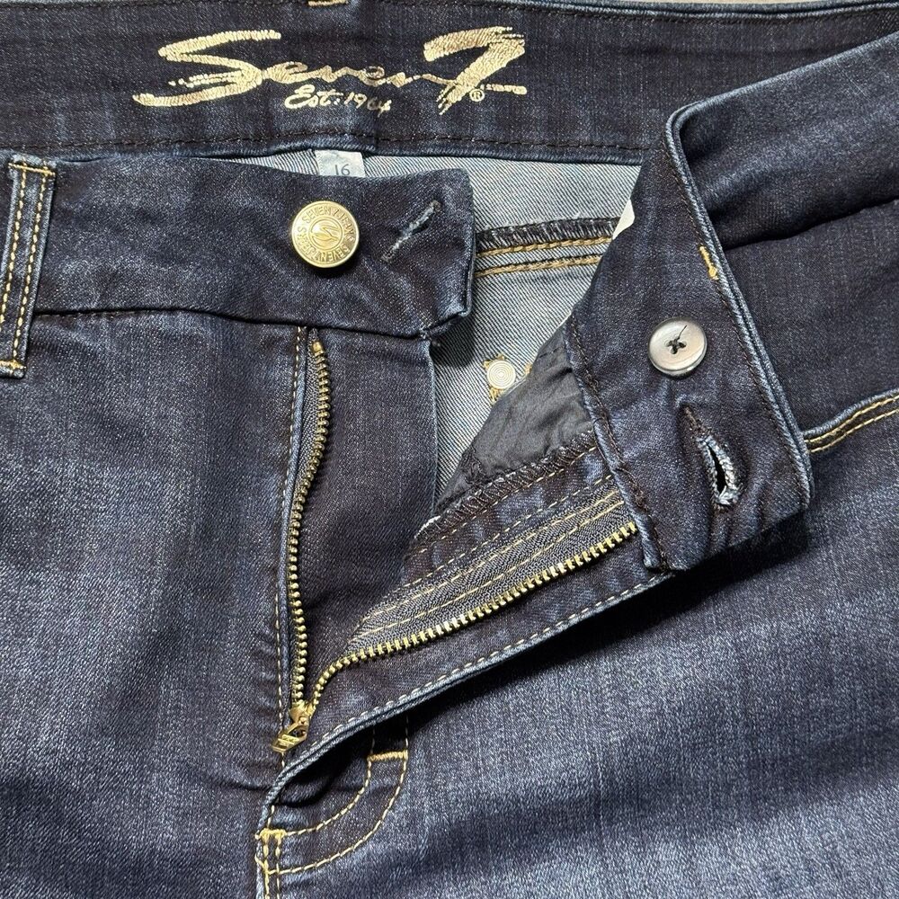 Seven7 Womens 16 High Rise Skinny Jeans Blue Dark Wash Stretch Tummyless EUC - Picture 6 of 14